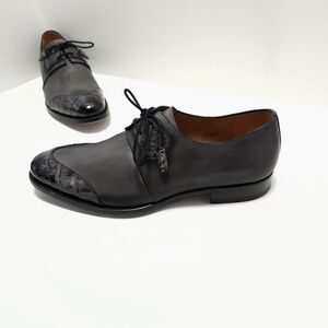 Mezlan Boyd Mens Crocodile Calfskin Shoes Size 9 M Grey Made In Spain